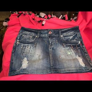Large bling jean skirt